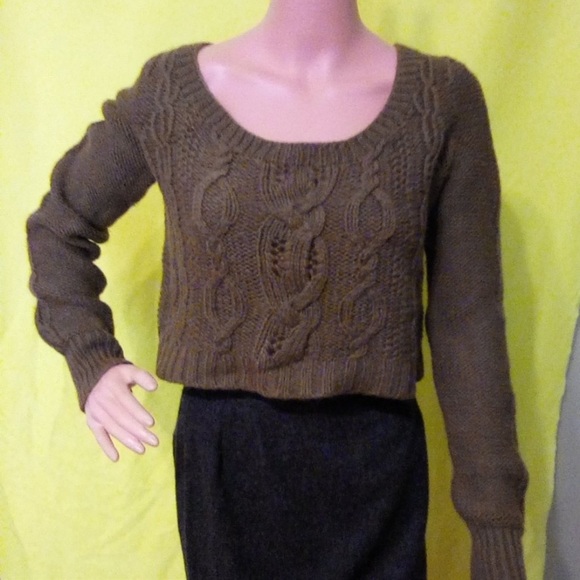 Guinevere green cropped alpaca / Marino wool sweater size XS Anthropology - Picture 8 of 10